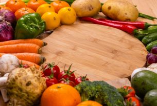 healthy, fresh, raw vegetables and fruits
